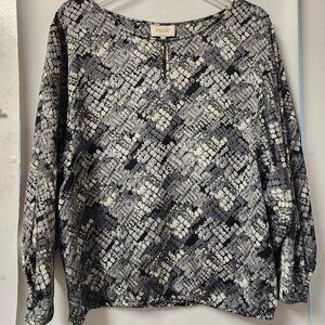 laundry by Shelli Segal Snakeskin Print Blouse with Bishop Style Sleeves, Size 8